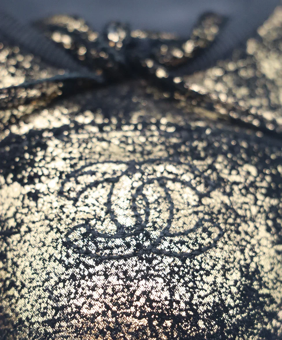 Chanel Metallic Gold & Black Ballet Flats Sz. 9 - Image 8