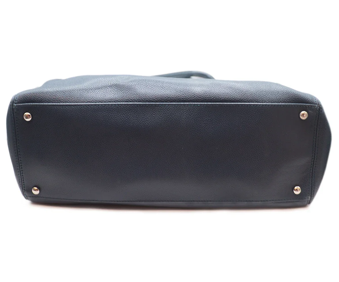 Chanel Navy Blue Leather Tote Bag - Image 4