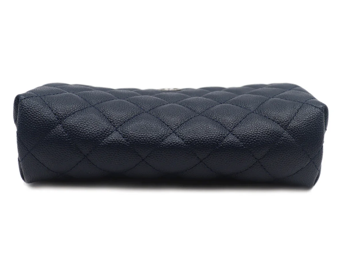 Chanel Navy Caviar Leather Cosmetic Pouch - Image 4