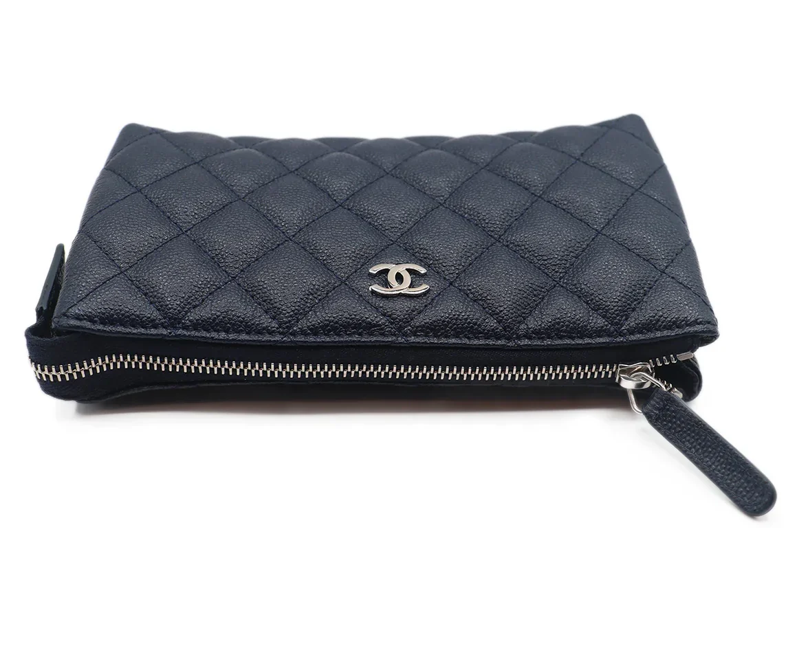 Chanel Navy Caviar Leather Cosmetic Pouch - Image 5