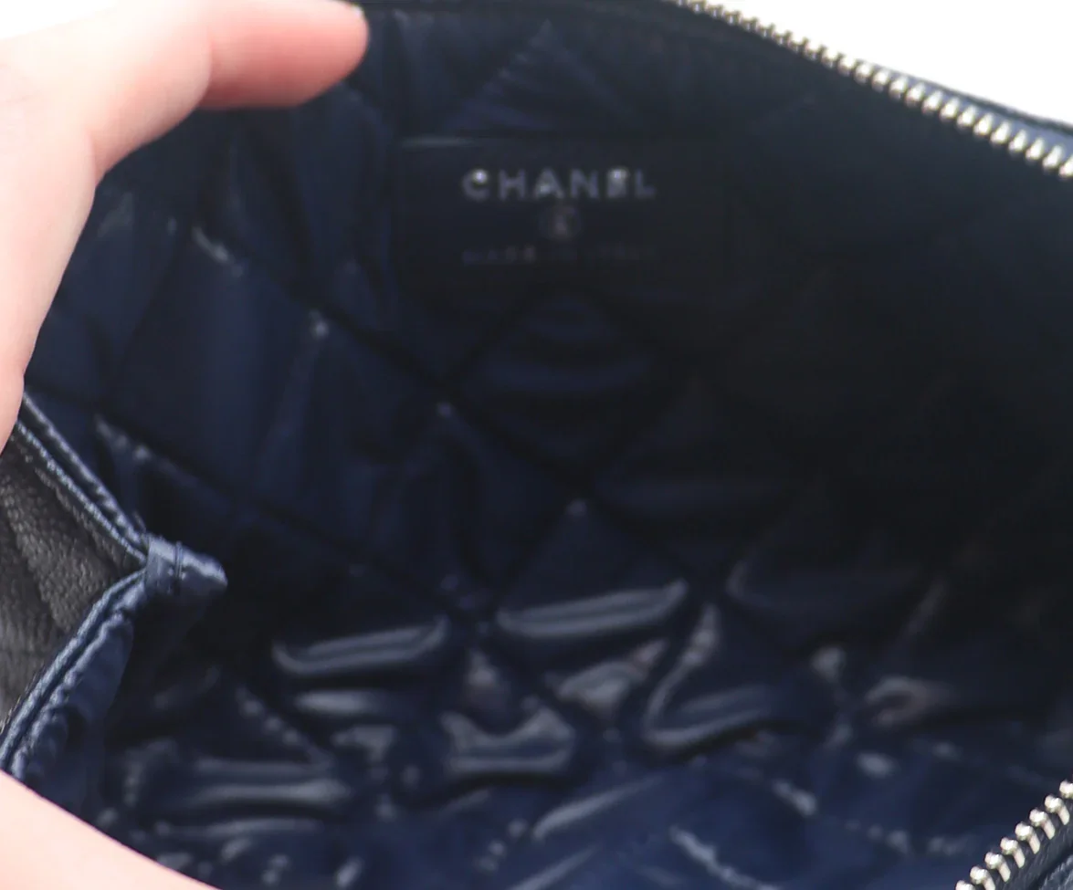 Chanel Navy Caviar Leather Cosmetic Pouch - Image 7