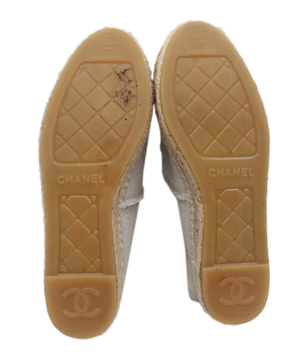 Chanel Neutral Beige Canvas Espadrilles Shoes sz. 5 - Image 5