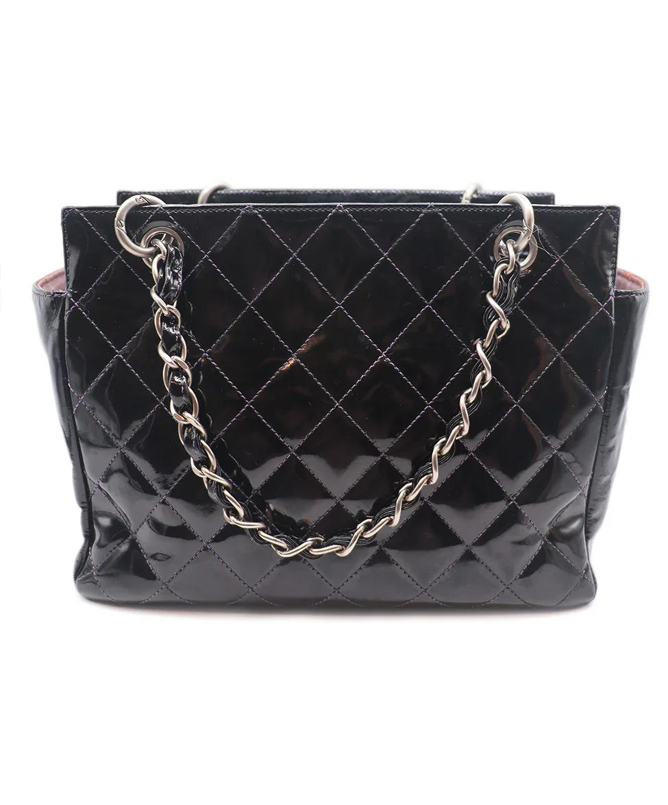 Chanel Purple Patent Leather Petite Timeless Tote - Image 3