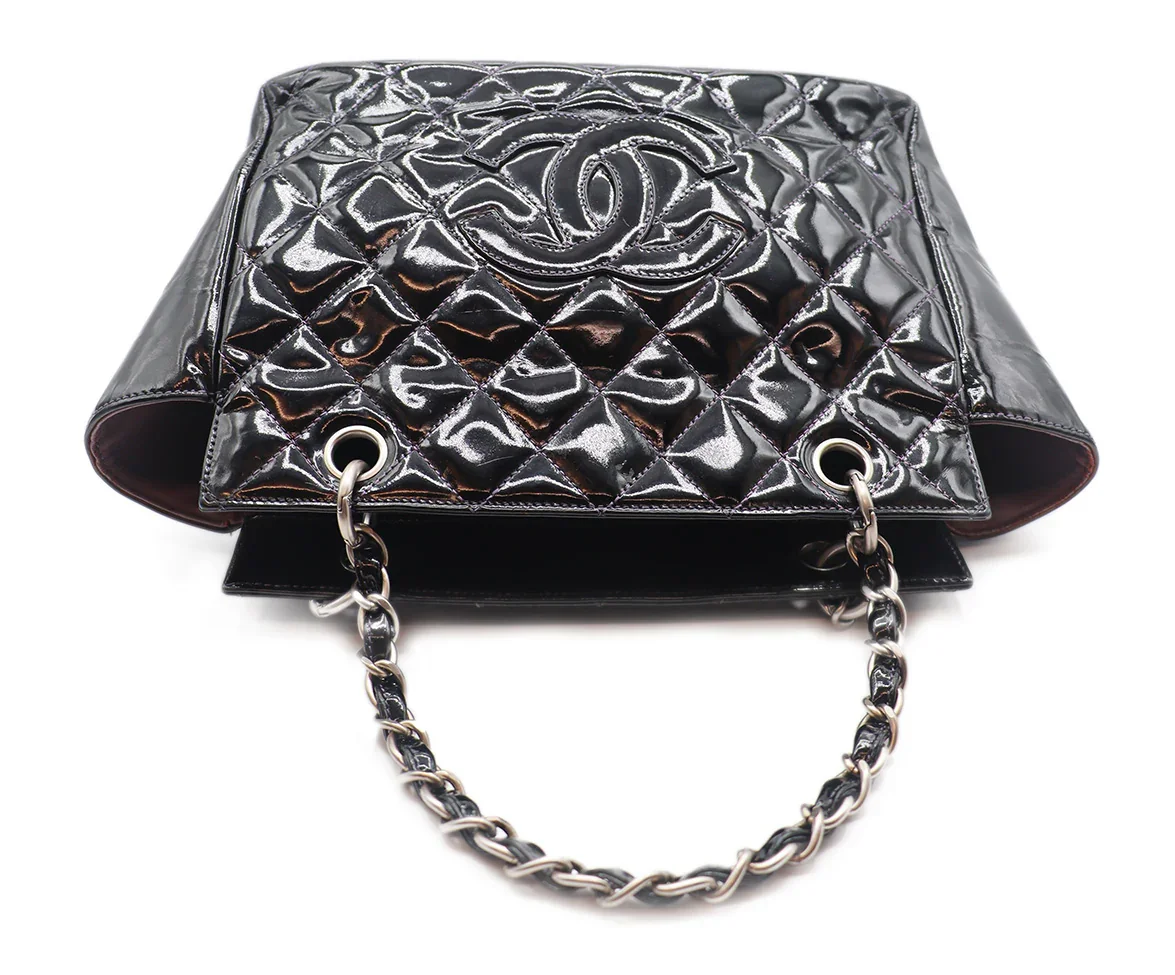 Chanel Purple Patent Leather Petite Timeless Tote - Image 5