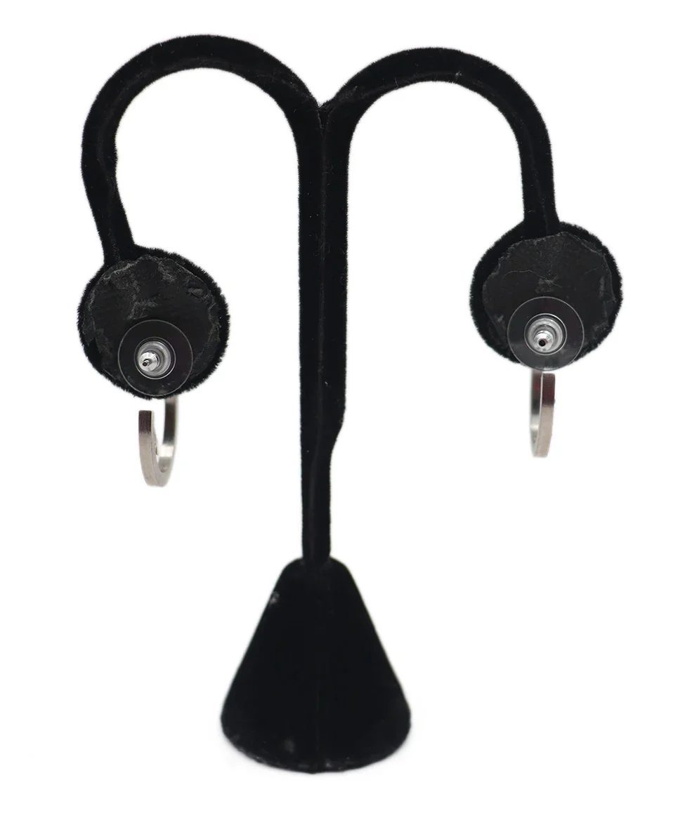 Chanel Silver Rhinestone Earrings Hoops - Image 3