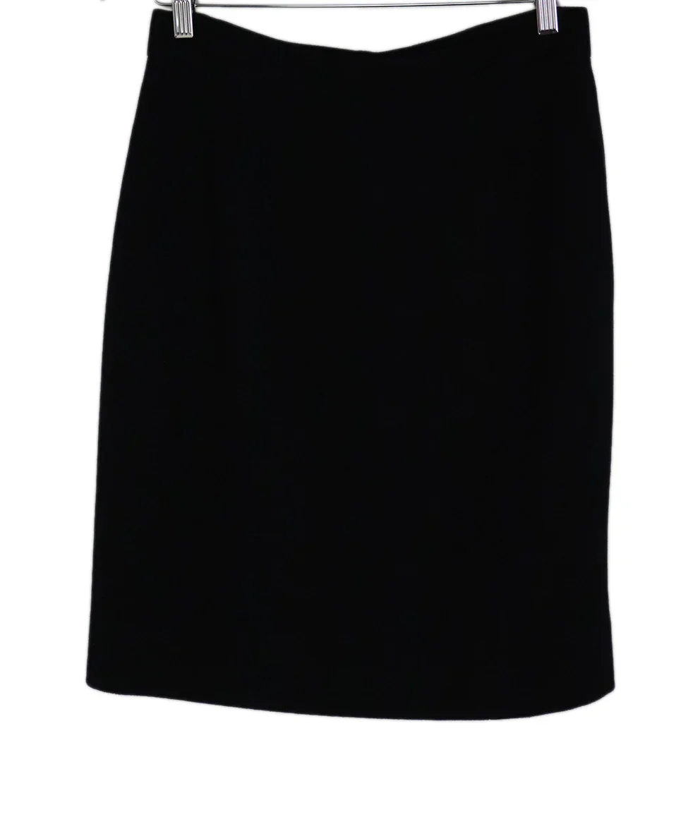 Chanel Vintage Black Wool Skirt sz 6
