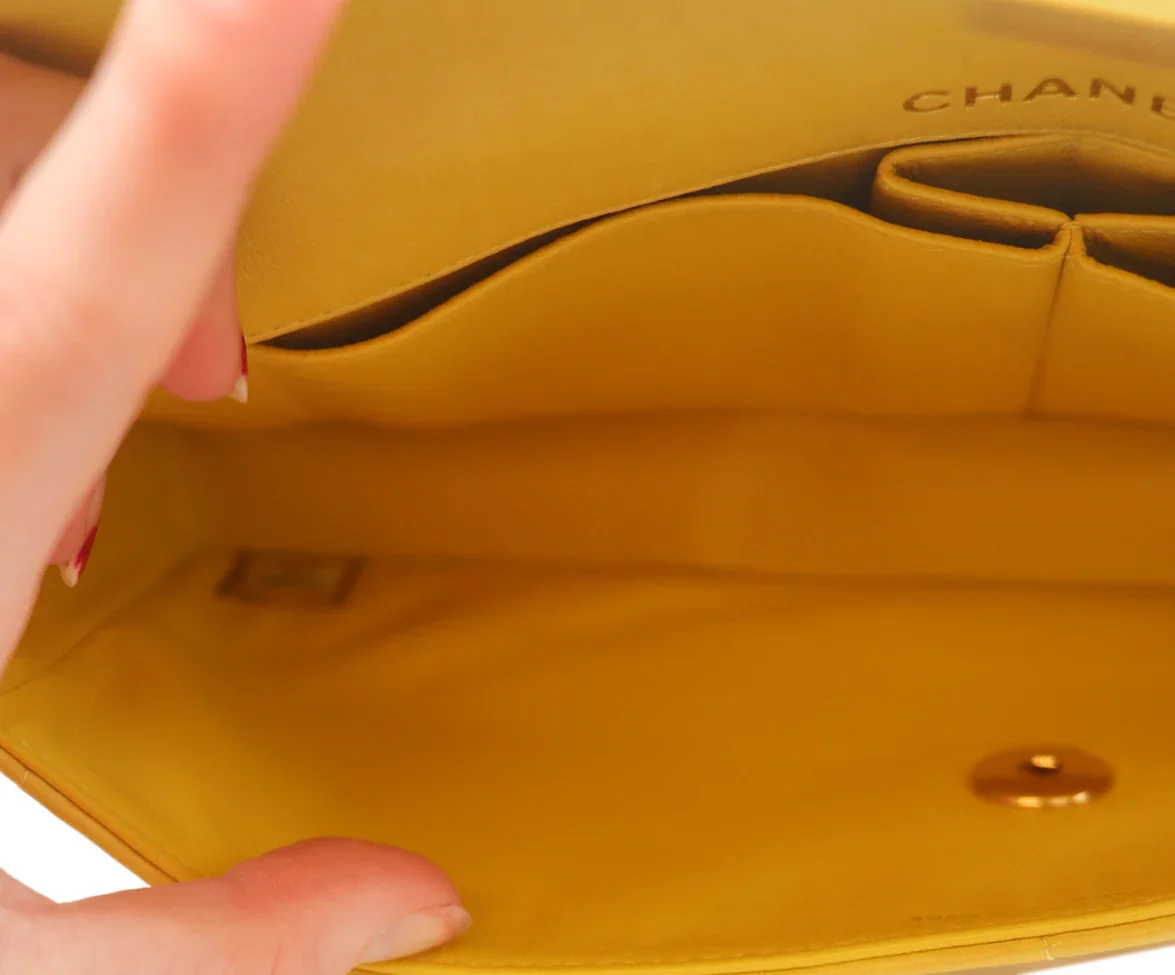 Chanel Yellow & Gold Quilted Leather "as is" Shoulder Bag - Image 7