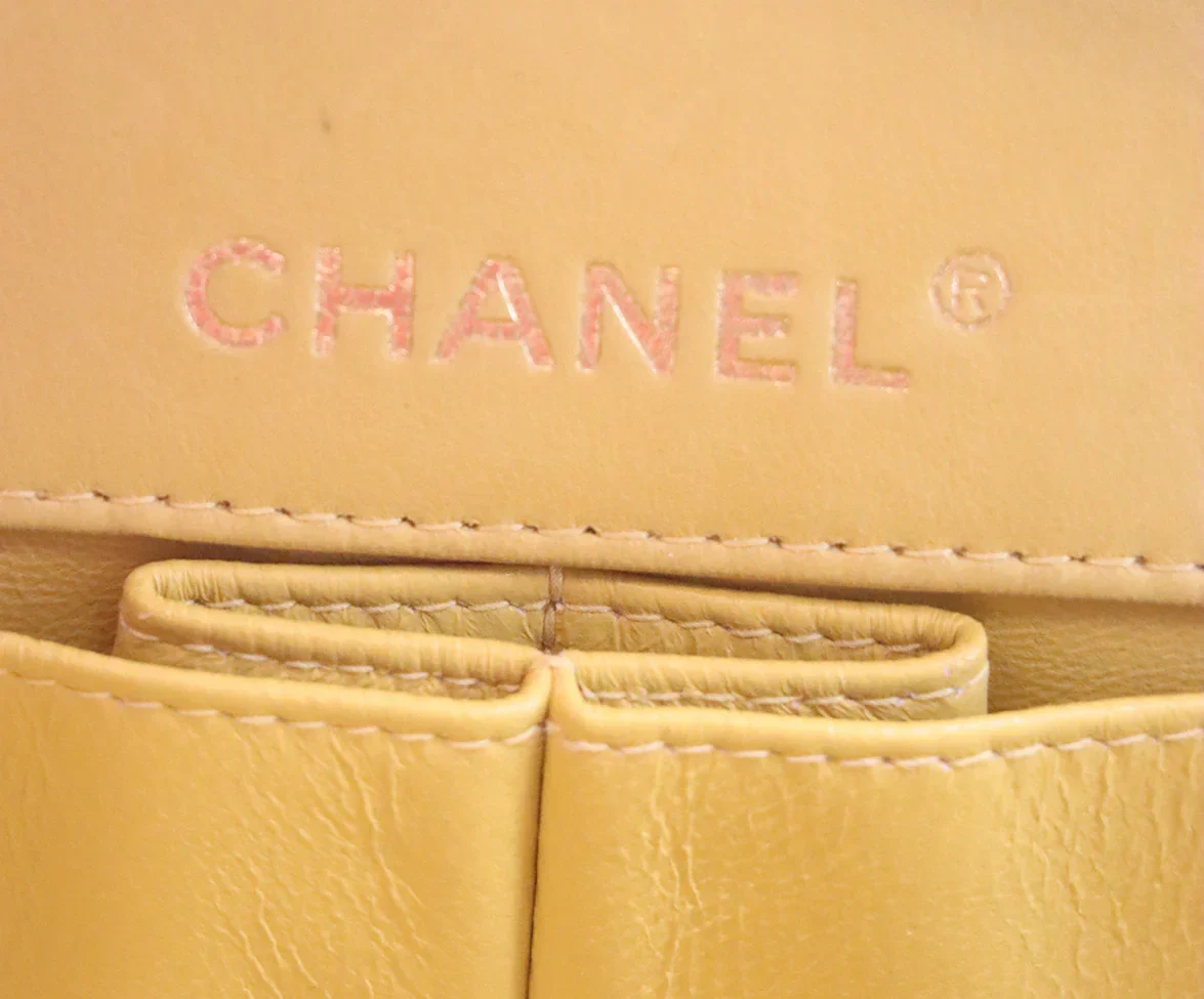Chanel Yellow & Gold Quilted Leather "as is" Shoulder Bag - Image 8
