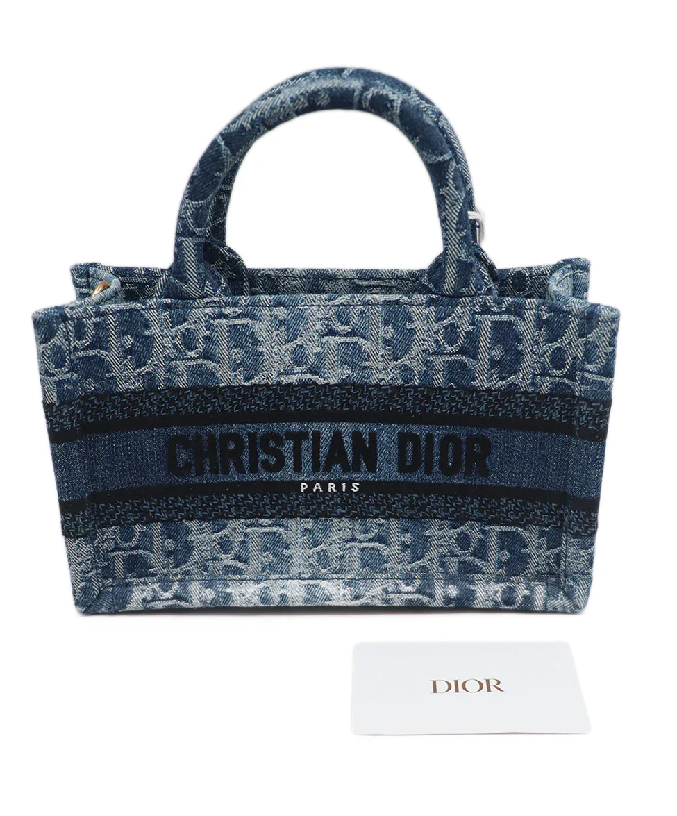 Christian Dior Blue Denim Mini Book Tote - Image 6