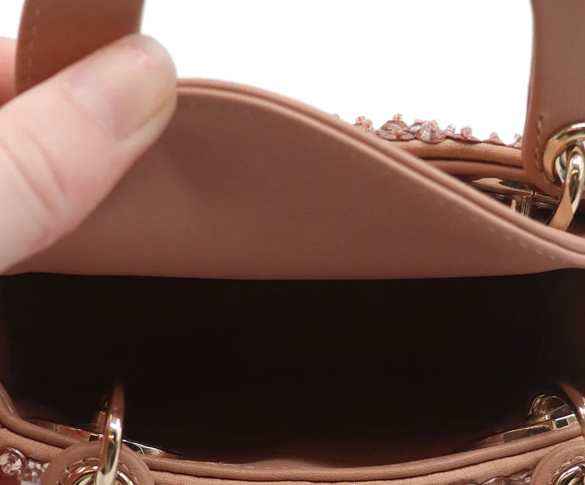 Christian Dior Pink Mauve Leather Crystal Micro Lady Dior Bag - Image 7