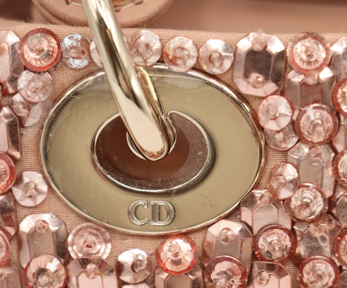 Christian Dior Pink Mauve Leather Crystal Micro Lady Dior Bag - Image 9