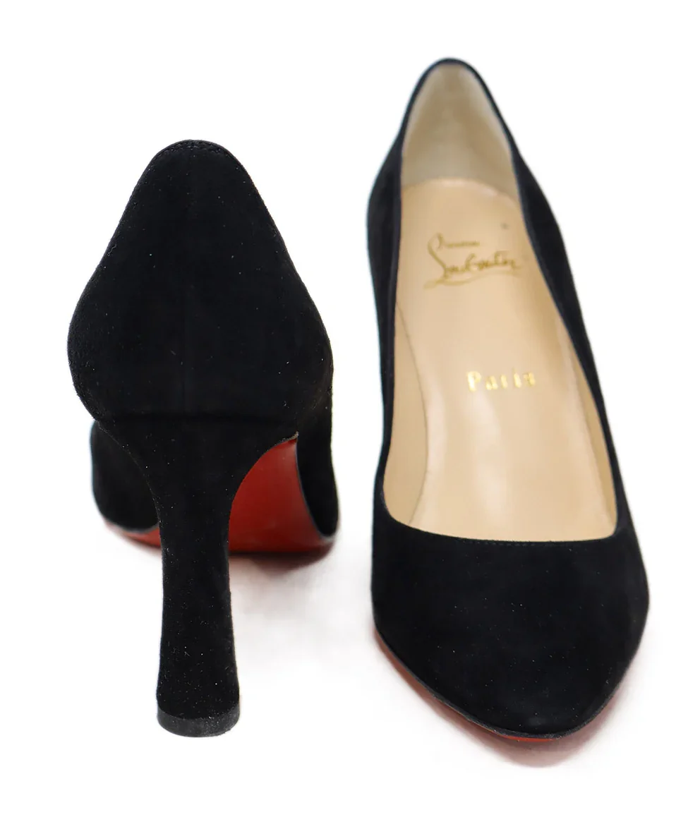 Christian Louboutin Black Suede Curved Heels sz 5.5 - Image 3