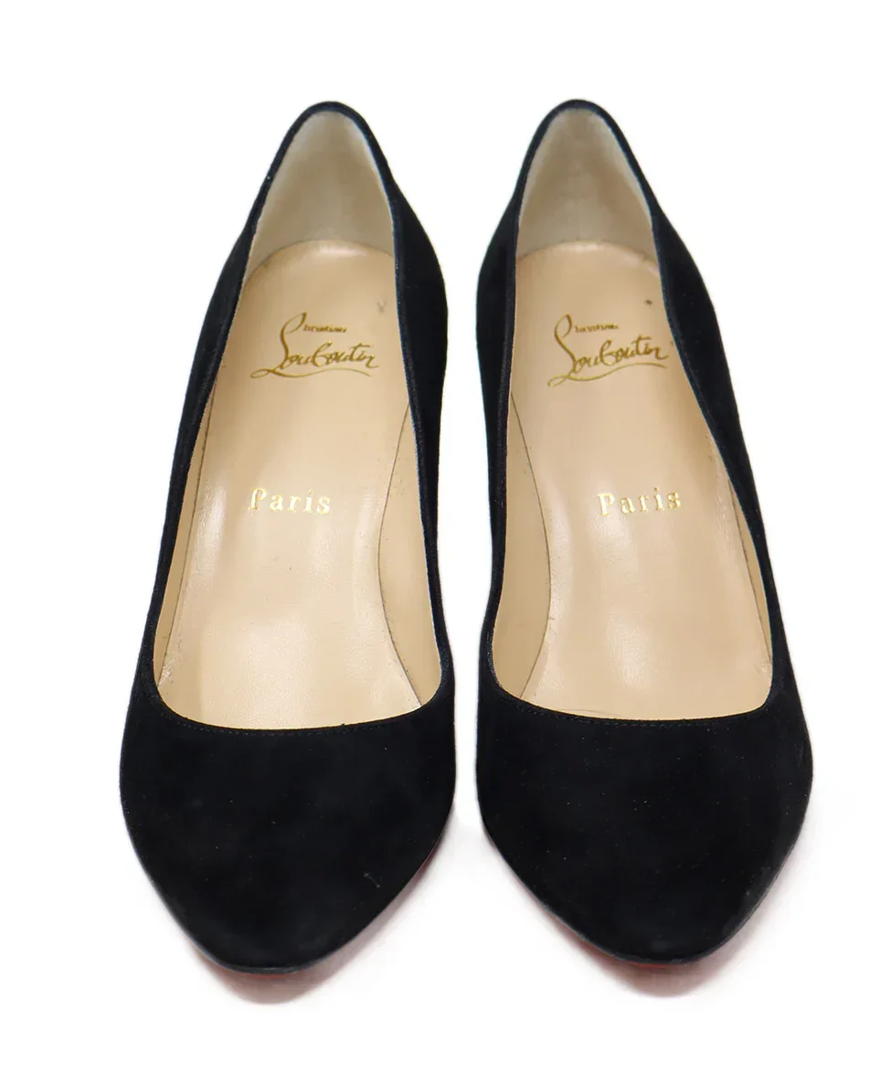 Christian Louboutin Black Suede Curved Heels sz 5.5 - Image 4