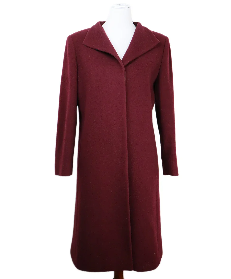 Cinzia Rocca Red Burgundy Wool Coat sz 8