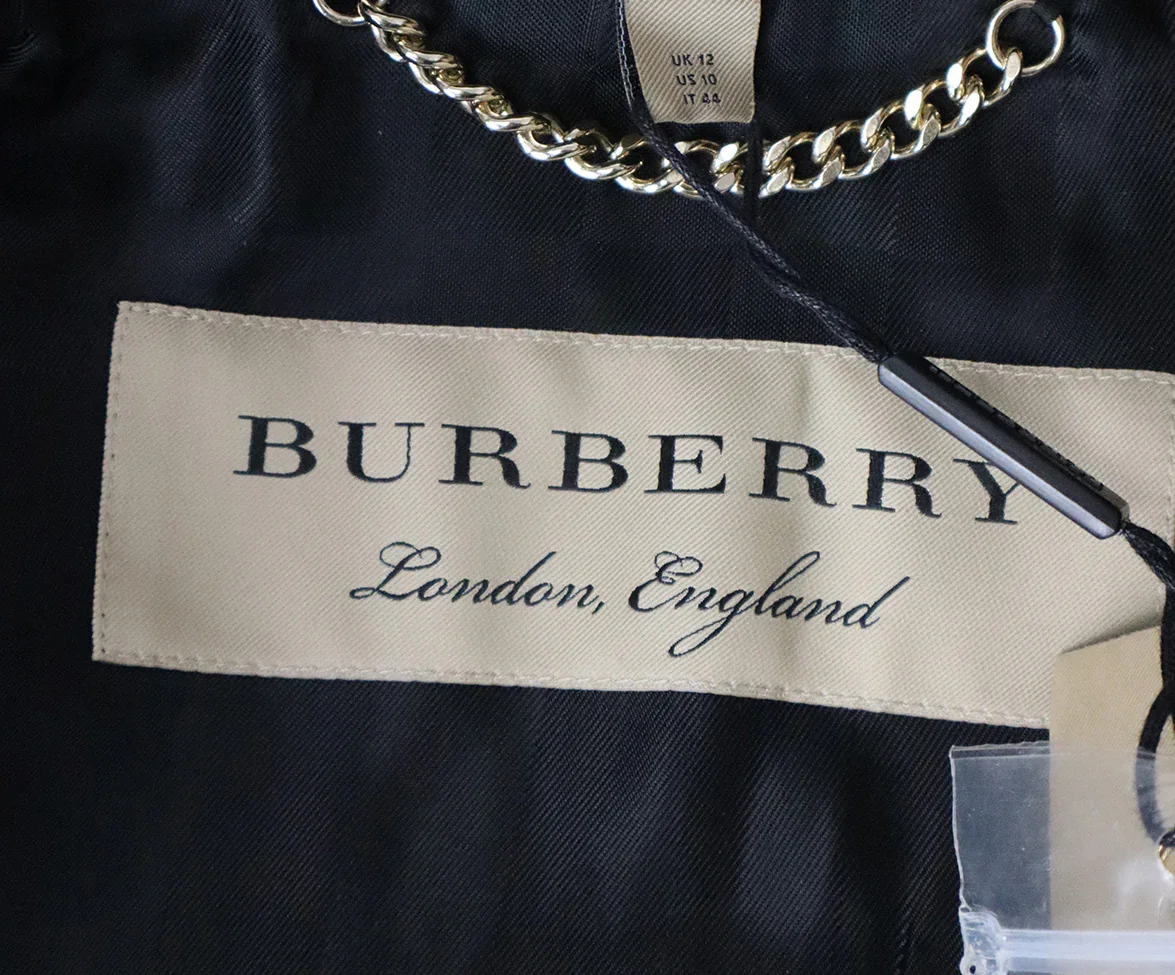 Burberry Neutral Tan Wool Black Fox Removable Collar sz 10 - Image 4
