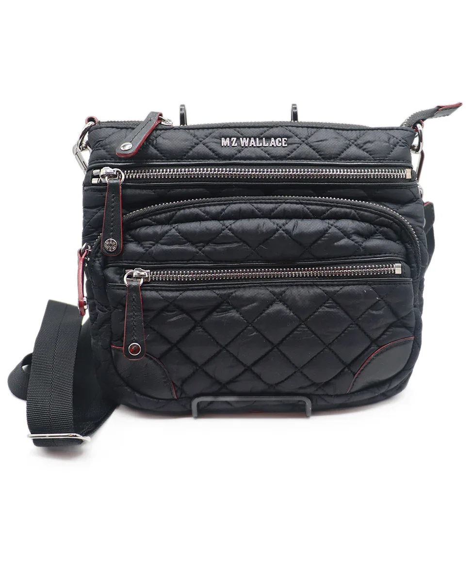 Crossbody Mz Wallace Black Quilted Nylon Leather Handbag
