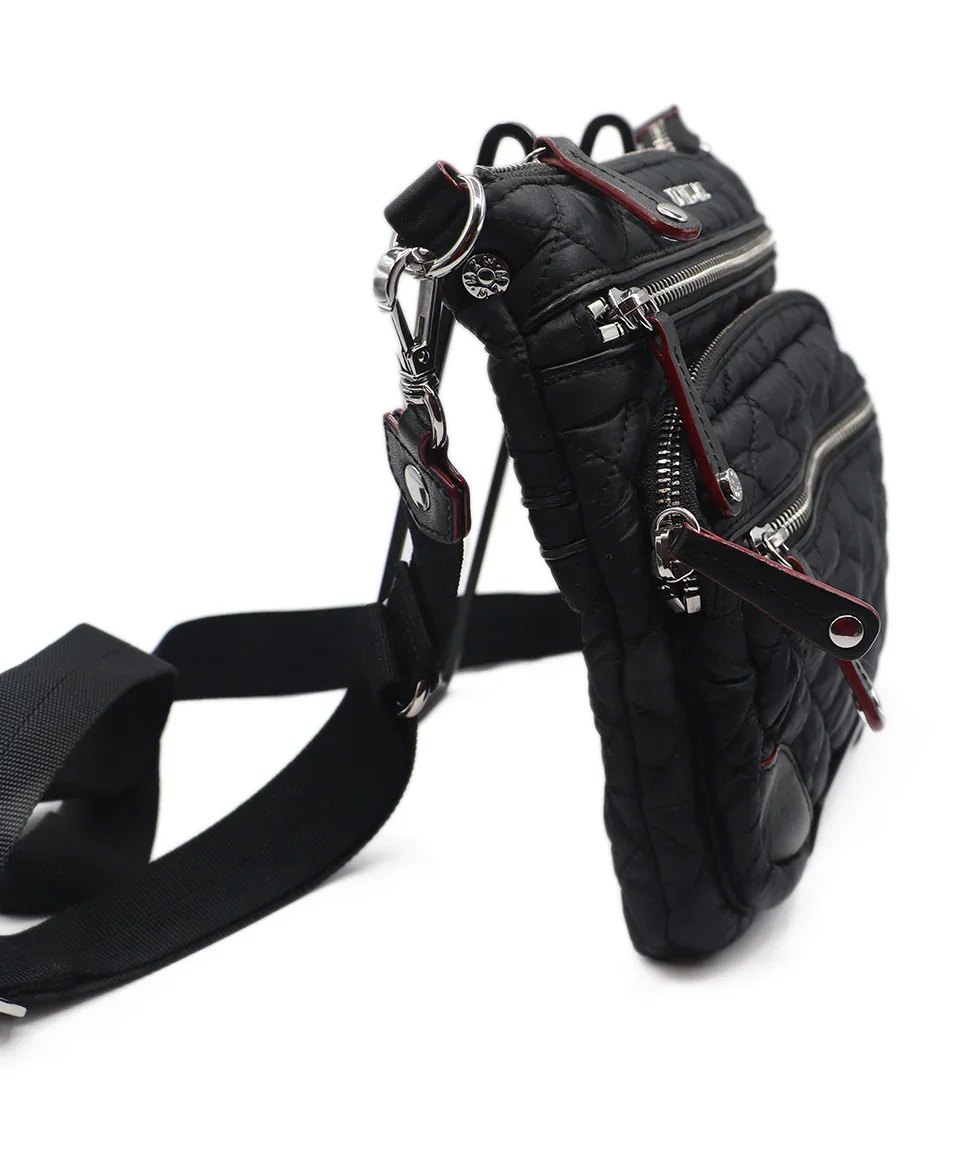 Crossbody Mz Wallace Black Quilted Nylon Leather Handbag - Image 2