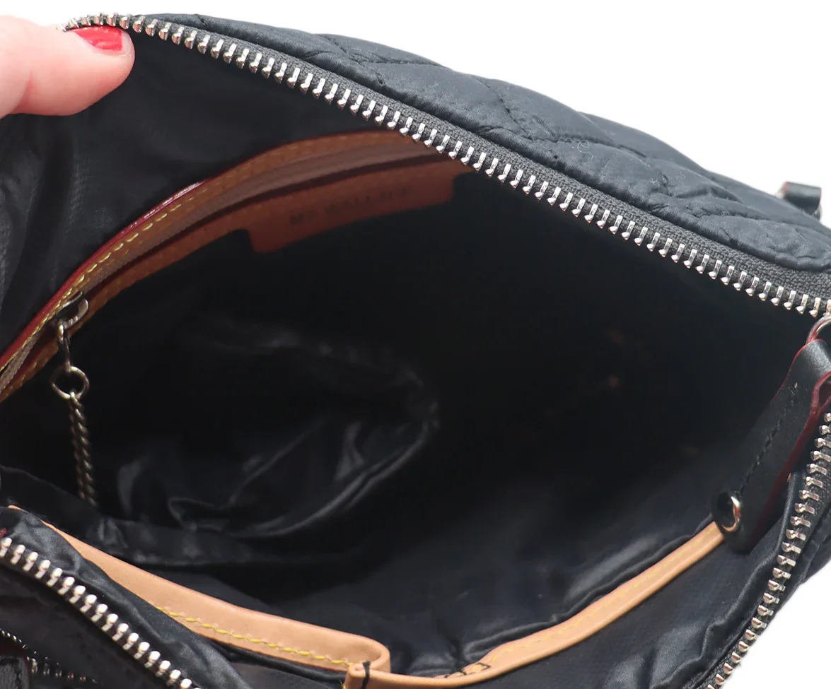Crossbody Mz Wallace Black Quilted Nylon Leather Handbag - Image 6