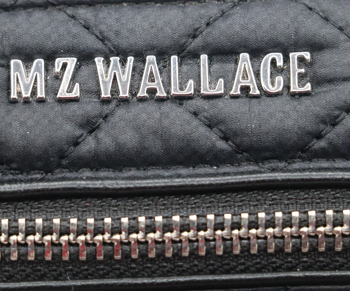 Crossbody Mz Wallace Black Quilted Nylon Leather Handbag - Image 9