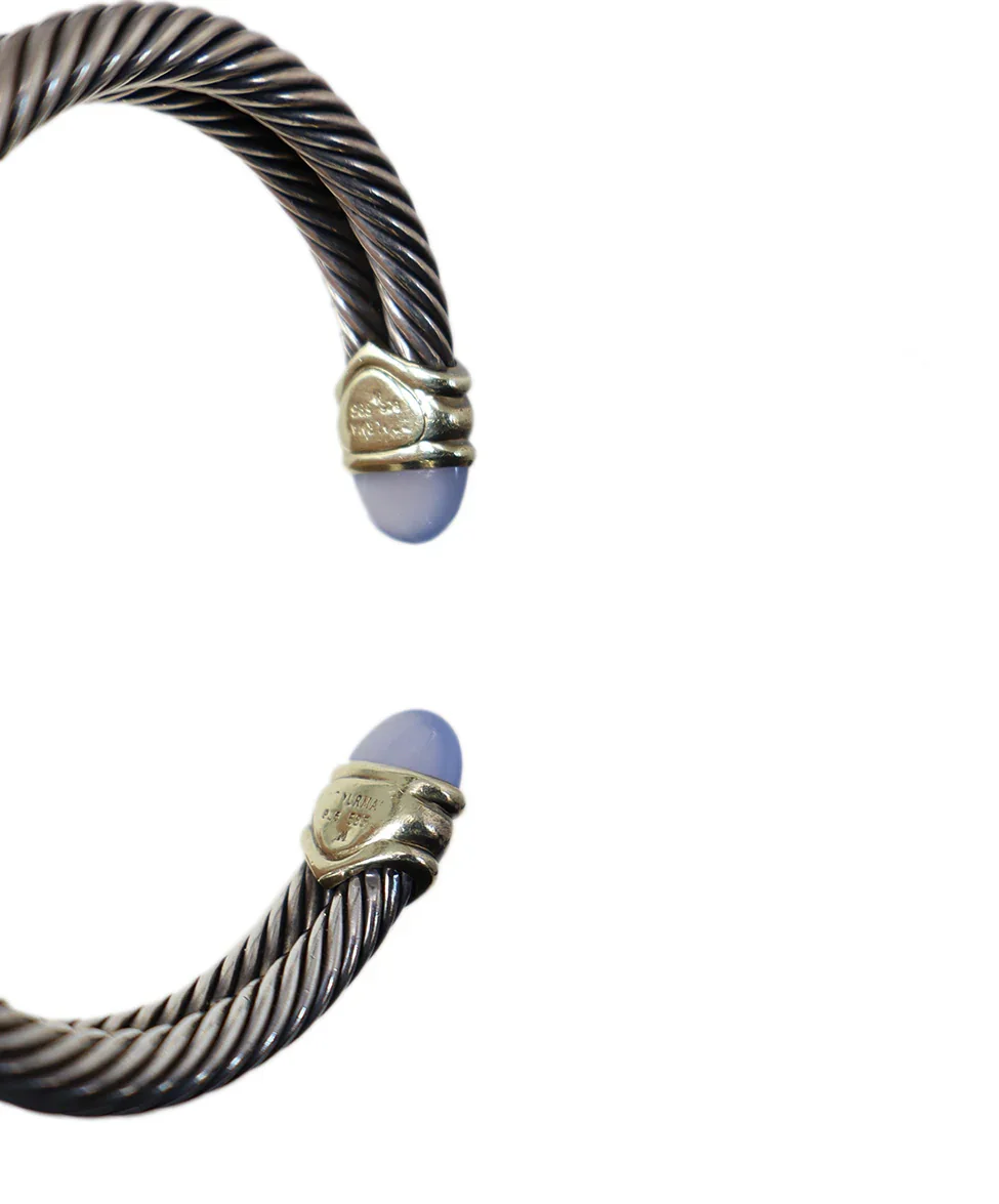 David Yurman Blue Chalcedony Double Cable Cuff - Image 4