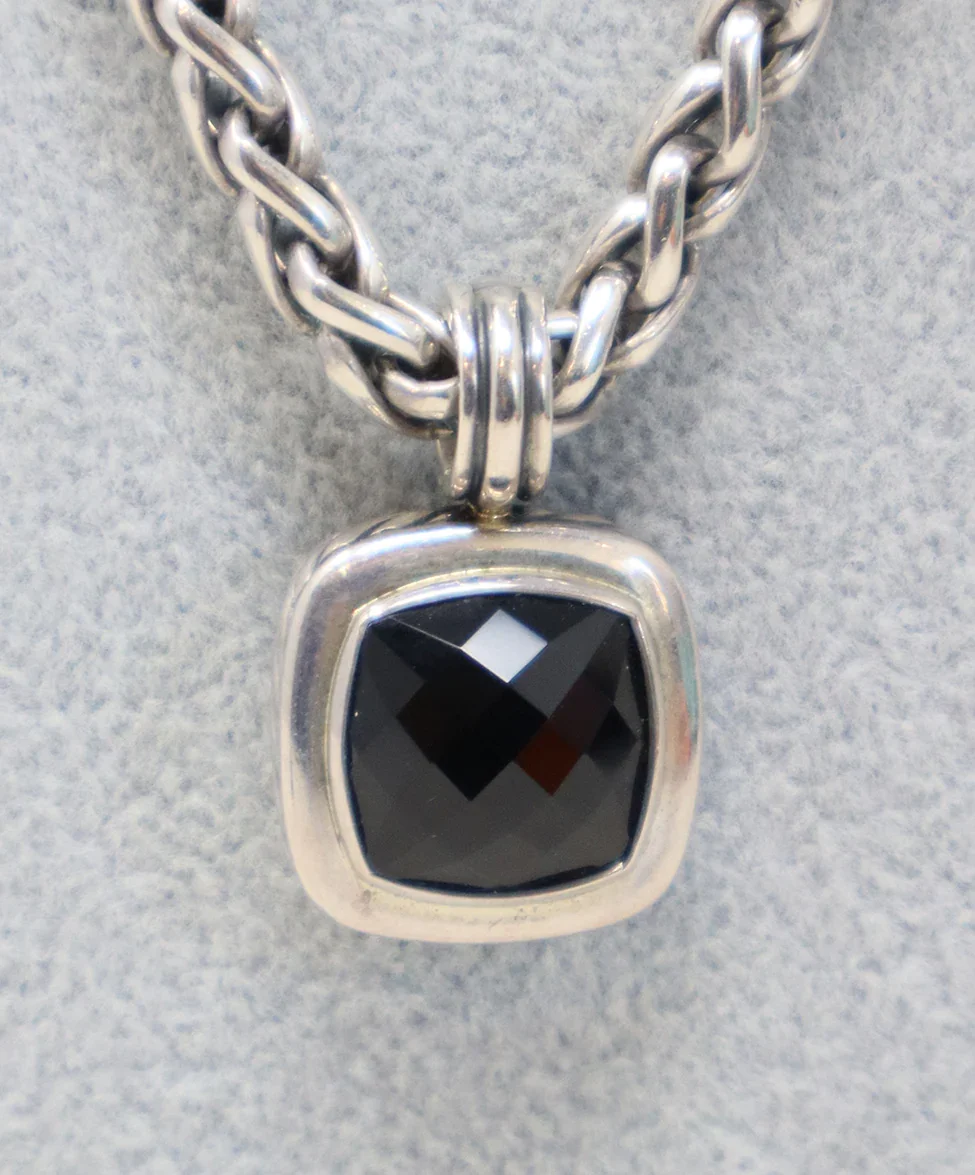 David Yurman Silver & Black Onyx Necklace - Image 4