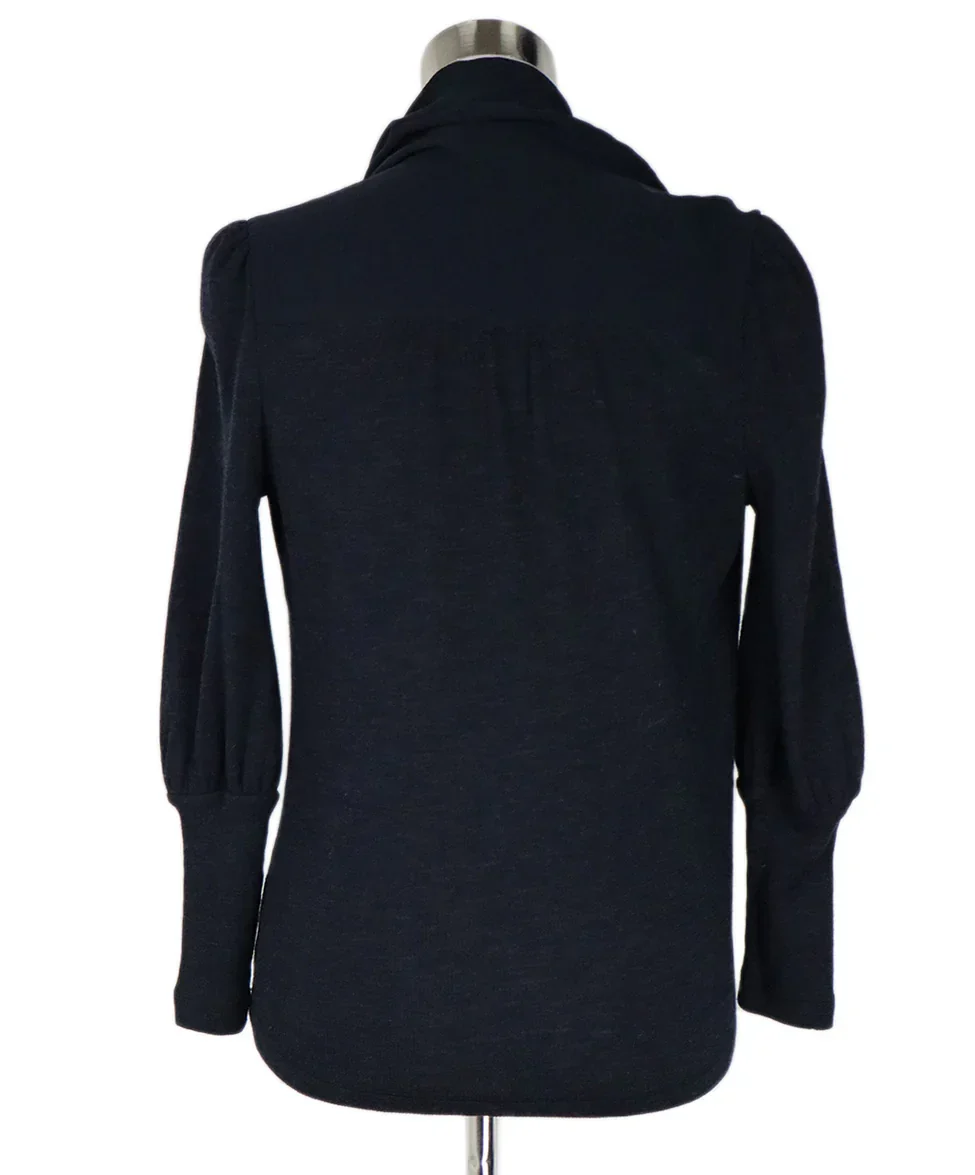 Derek Lam Navy Wool & Silk Trim Sweater sz 4 - Image 3