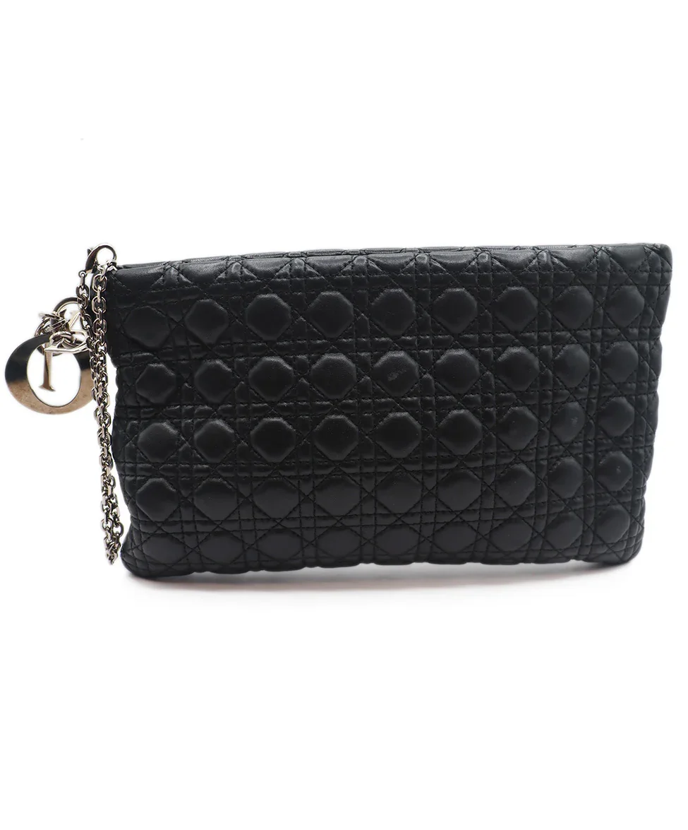 Dior Black Quilted Leather Clutch - Image 3