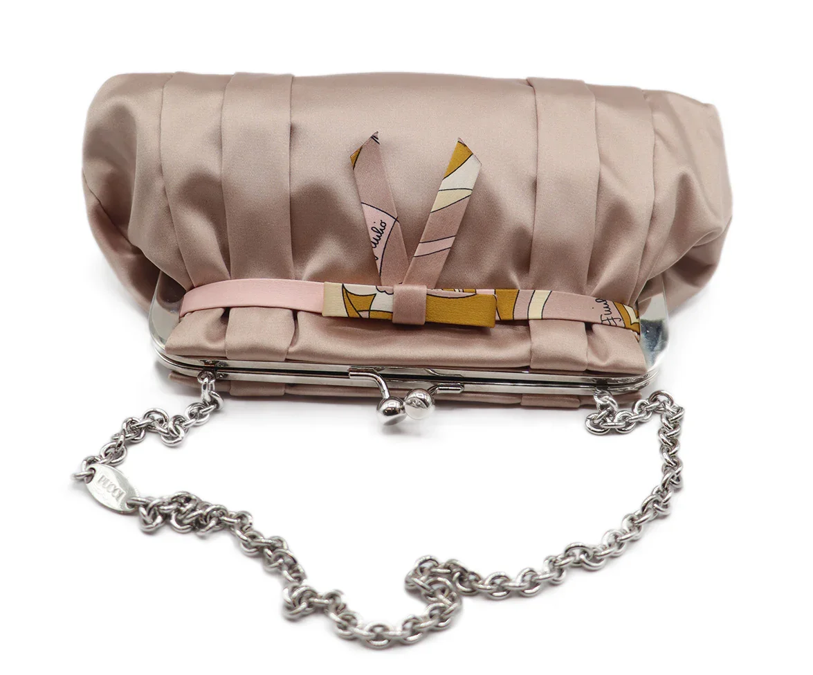 Emilio Pucci Pink Satin Bow Handbag - Image 5