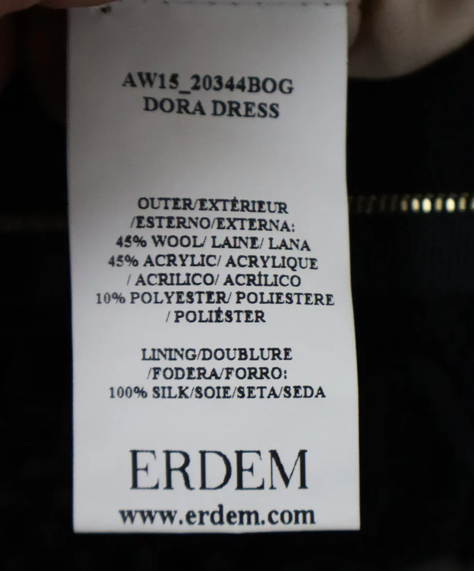 Erdem Black Sutach Wool Acrylic Silk Dress sz 4 - Image 5