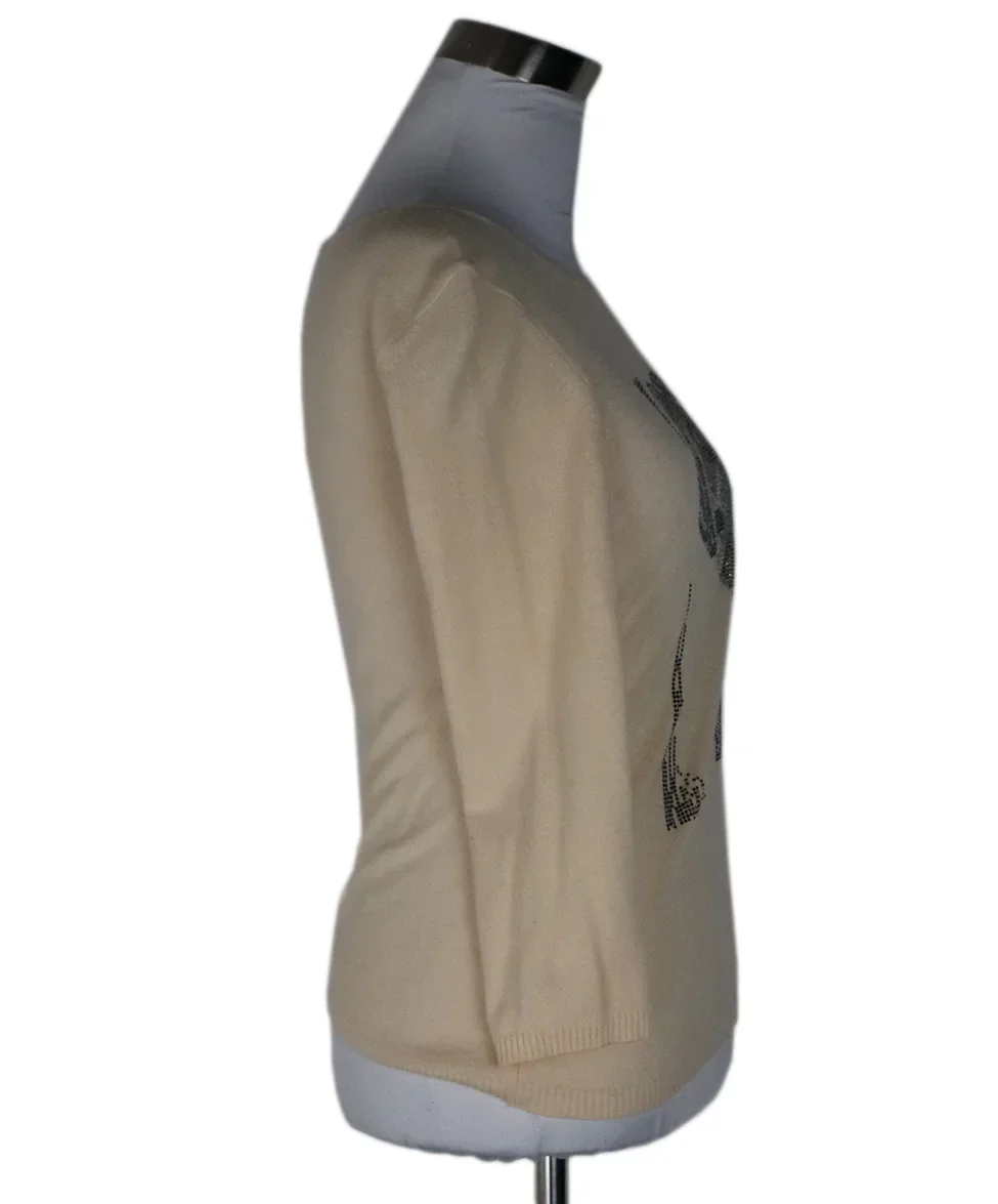 Escada Peach Cashmere Brown Crystal Sweater sz 4 - Image 2