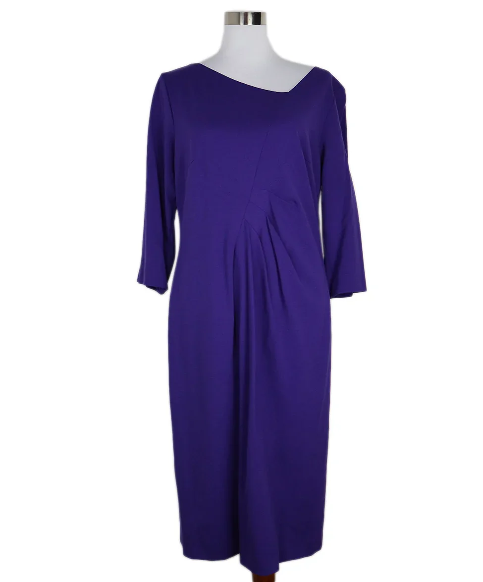 Escada Gathered Purple Dress sz 14