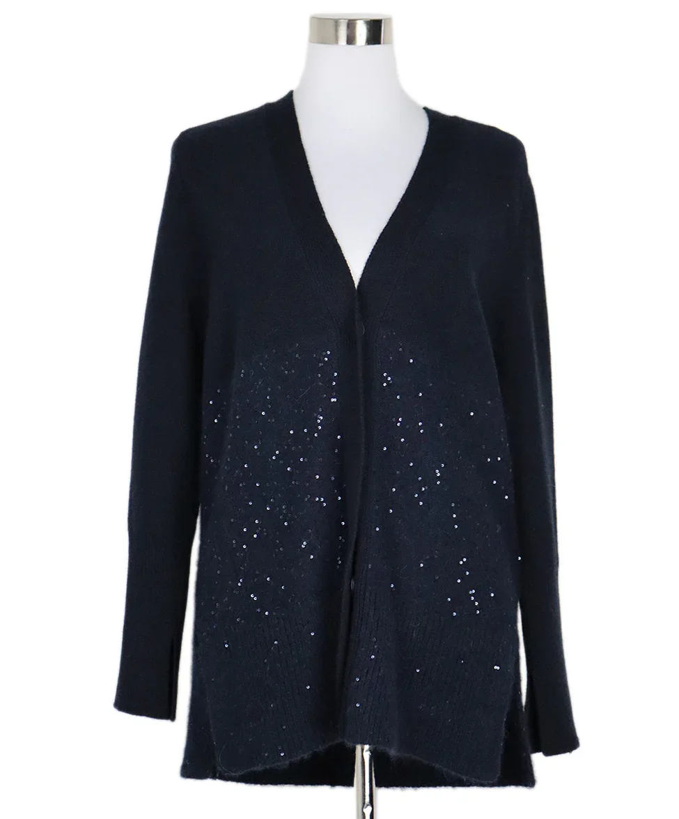 Fabiana Filippi Navy Wool Sequin Cardigan sz 6