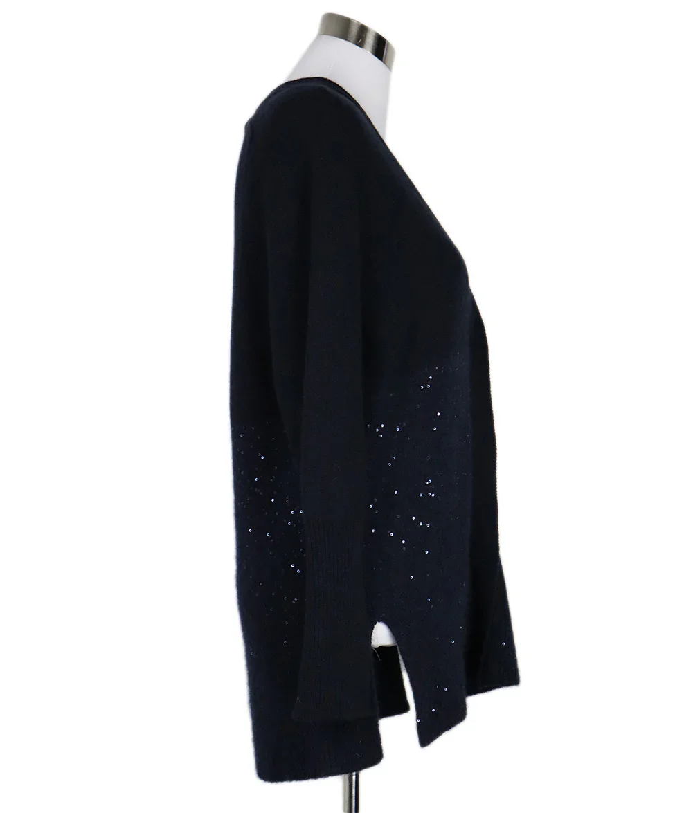 Fabiana Filippi Navy Wool Sequin Cardigan sz 6 - Image 2