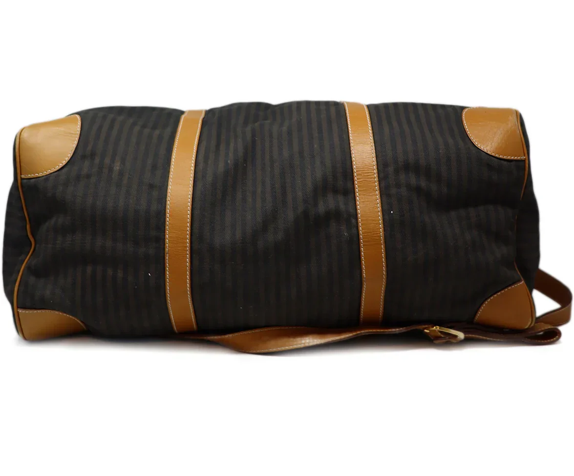 Fendi Brown & Black Striped Luggage Tote - Image 4