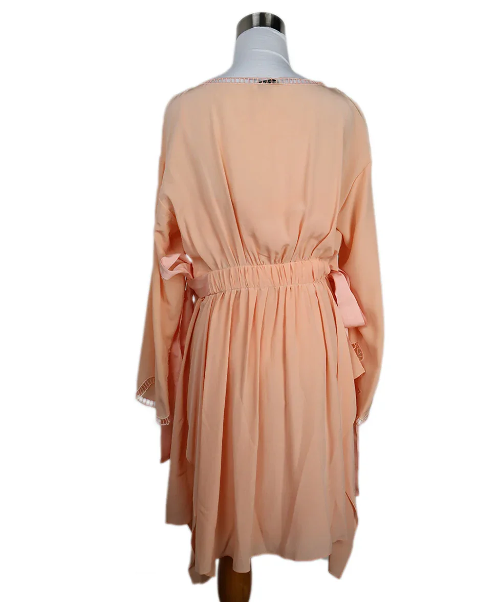 Fendi Pink Silk Bow Embroidered Dress sz 6 - Image 3