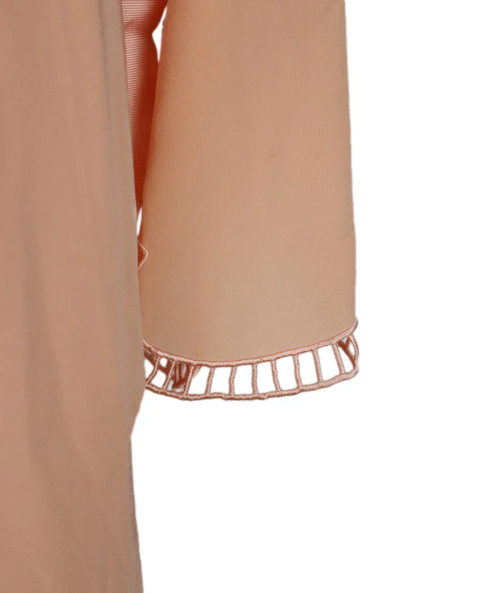 Fendi Pink Silk Bow Embroidered Dress sz 6 - Image 5