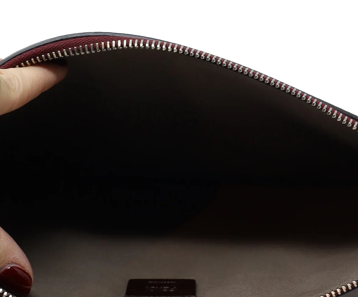 Fendi Plum & Green Telephone Print Leather Clutch - Image 6
