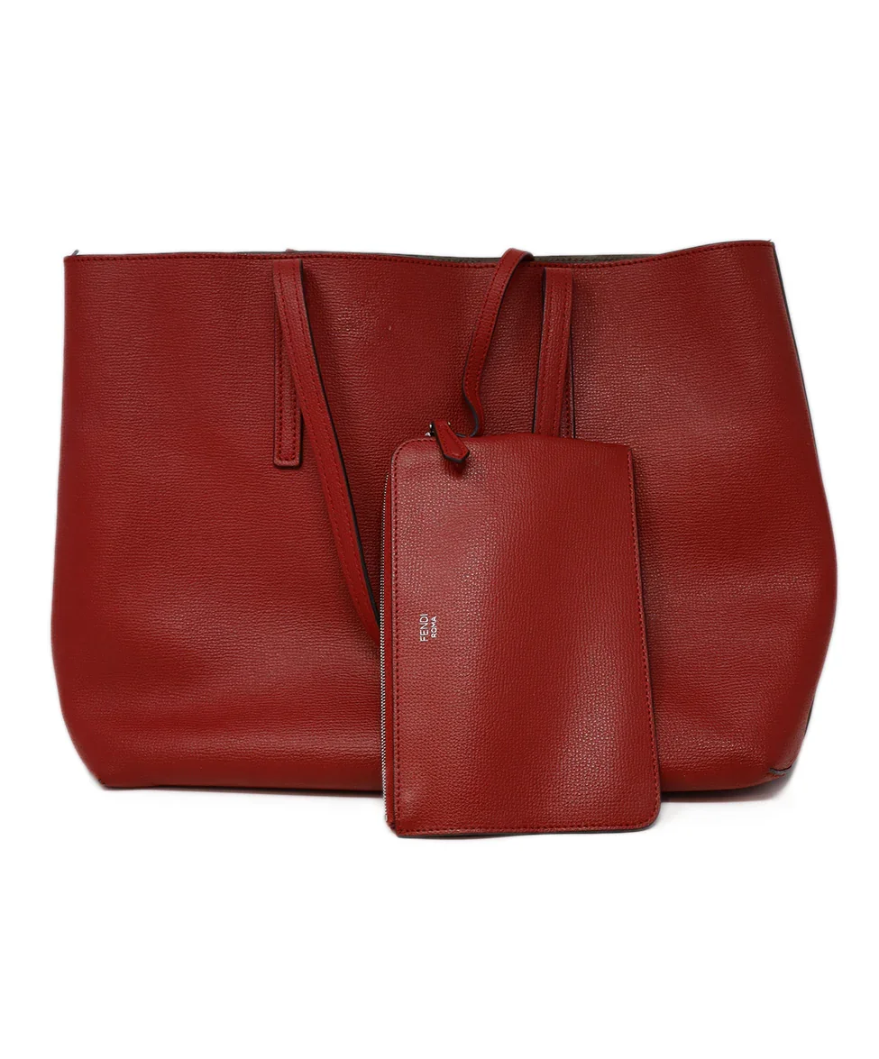 Fendi Red Leather Vienna Tote - Image 6