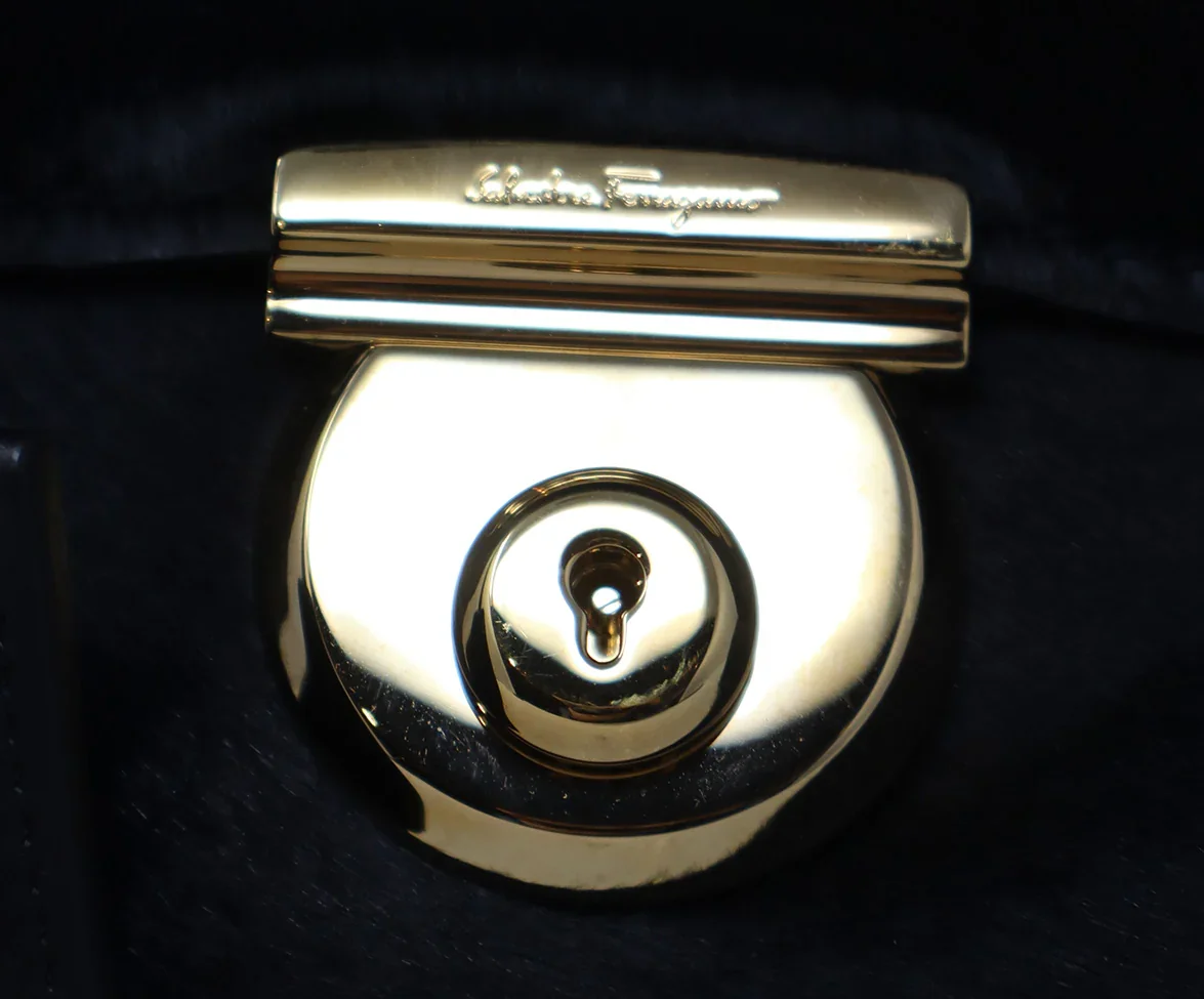 Ferragamo Black Fur & Leather Satchel - Image 8