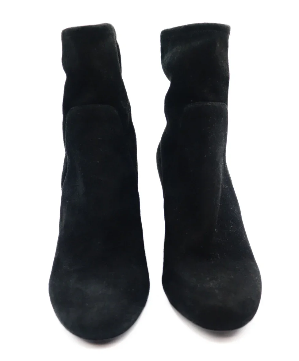 Ferragamo Black Suede Gold Studded Booties sz 9 - Image 4