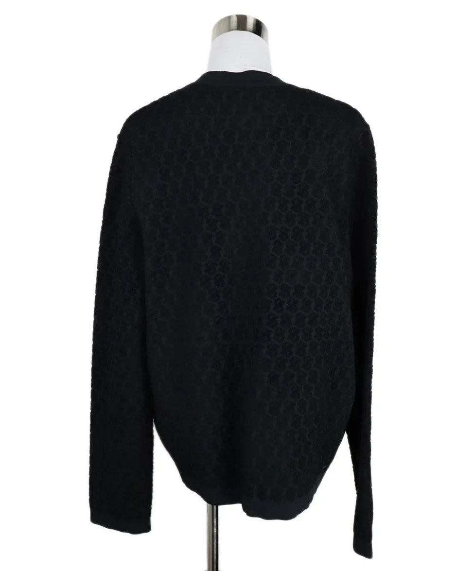 Ferragamo Black Viscose & Pearl Button Cardigan sz 12 - Image 3