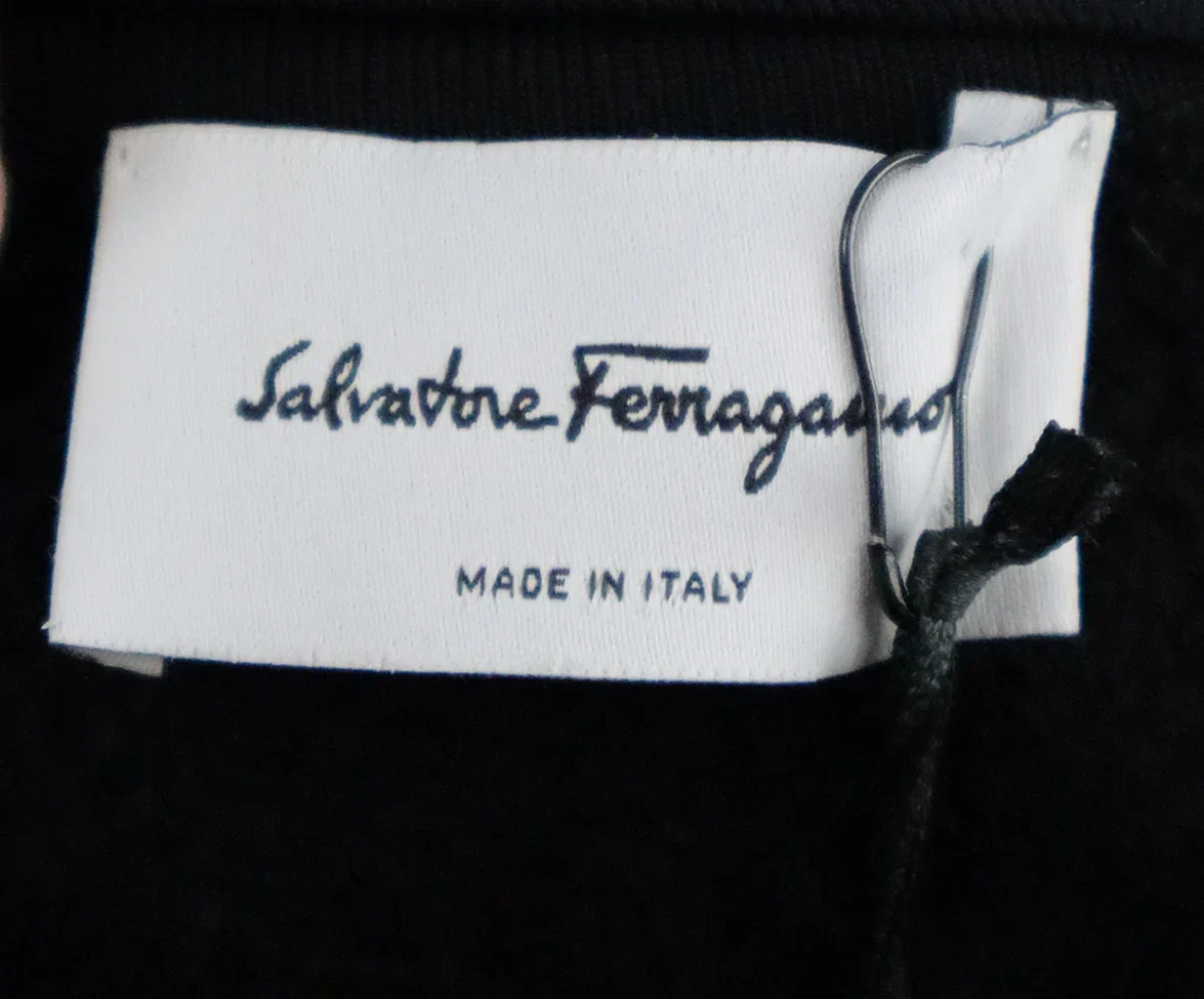 Ferragamo Black Viscose & Pearl Button Cardigan sz 12 - Image 4