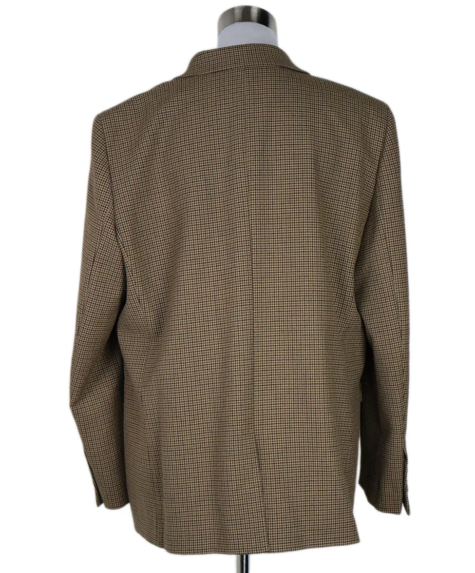 Gerard Darel Brown & Tan Herringbone Wool Blazer sz 14 - Image 3