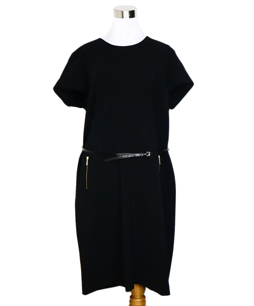 Gerard Darel Black Wool with Belt Dress sz 10