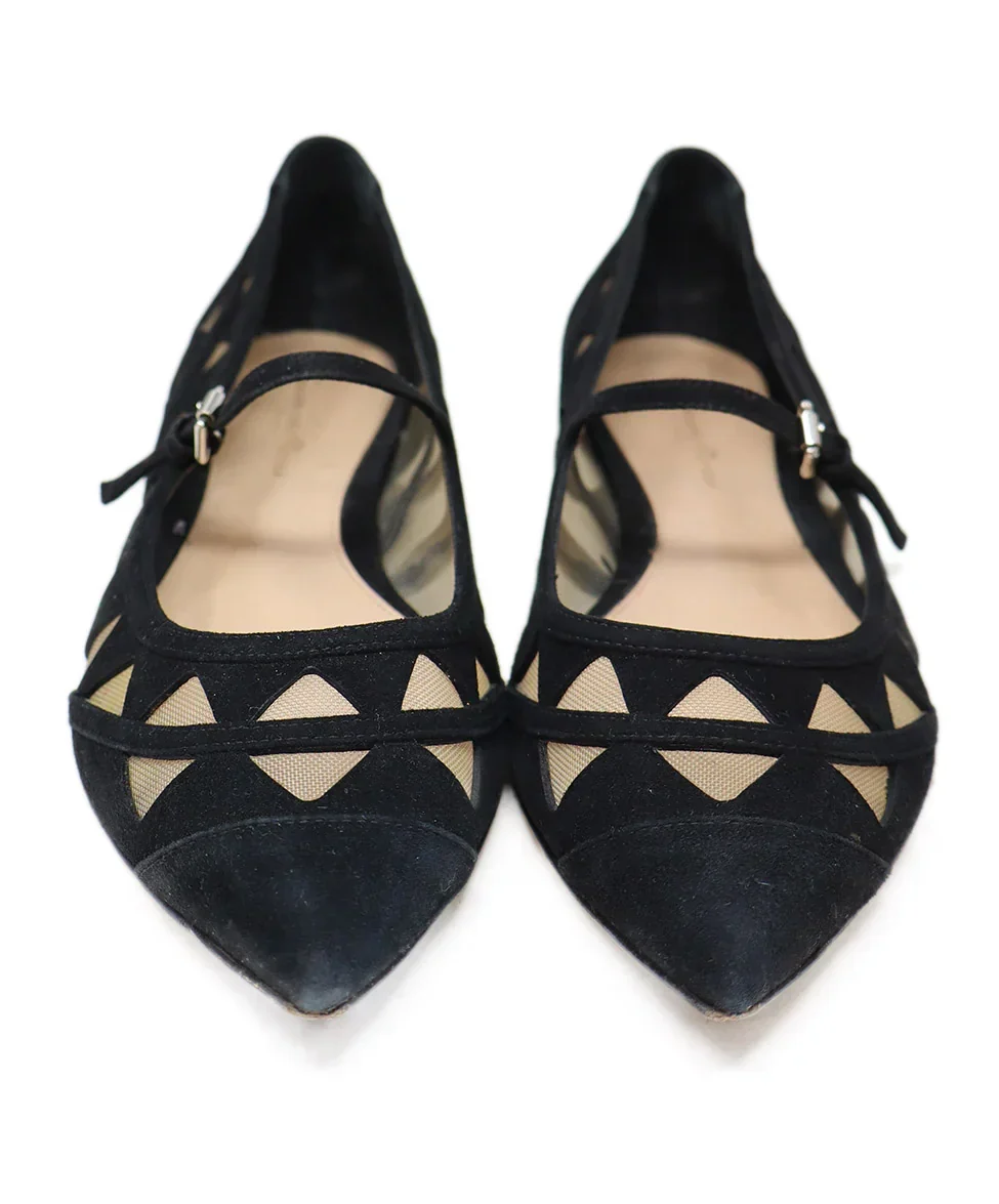 Gianvito Rossie Black Suede Cutwork Mesh Flats sz 9 - Image 4