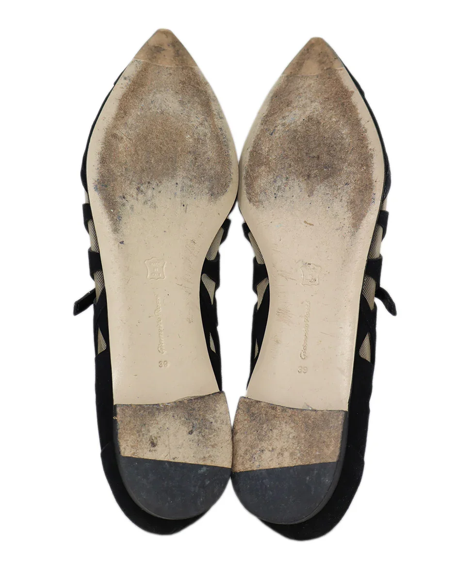Gianvito Rossie Black Suede Cutwork Mesh Flats sz 9 - Image 5