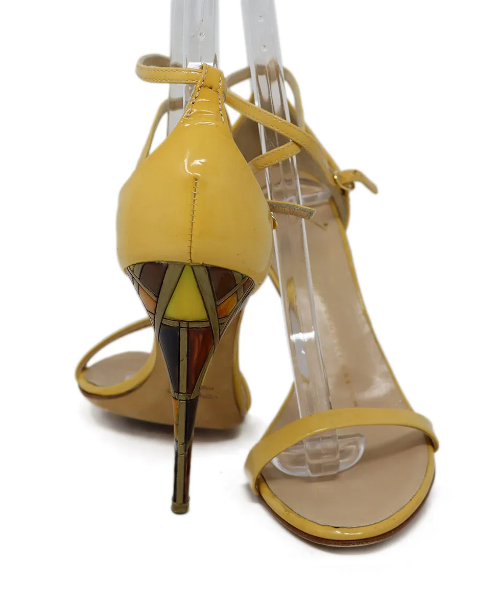 Giuseppe Zanotti Yellow Brown & Burgundy Geometric Heels sz 5 - Image 3