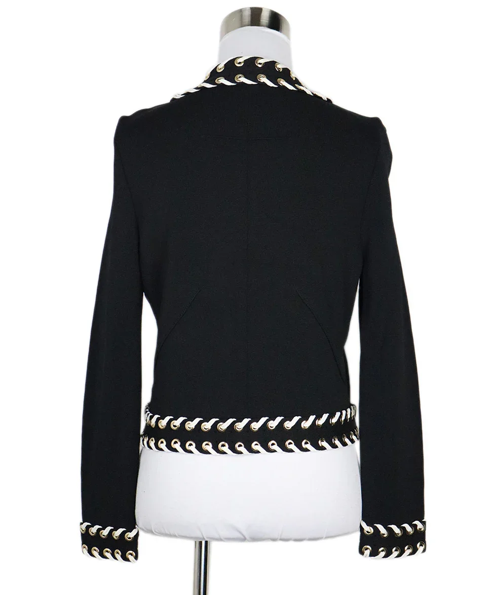 Givenchy Black & White Lace Trim Cardigan sz 4 - Image 3