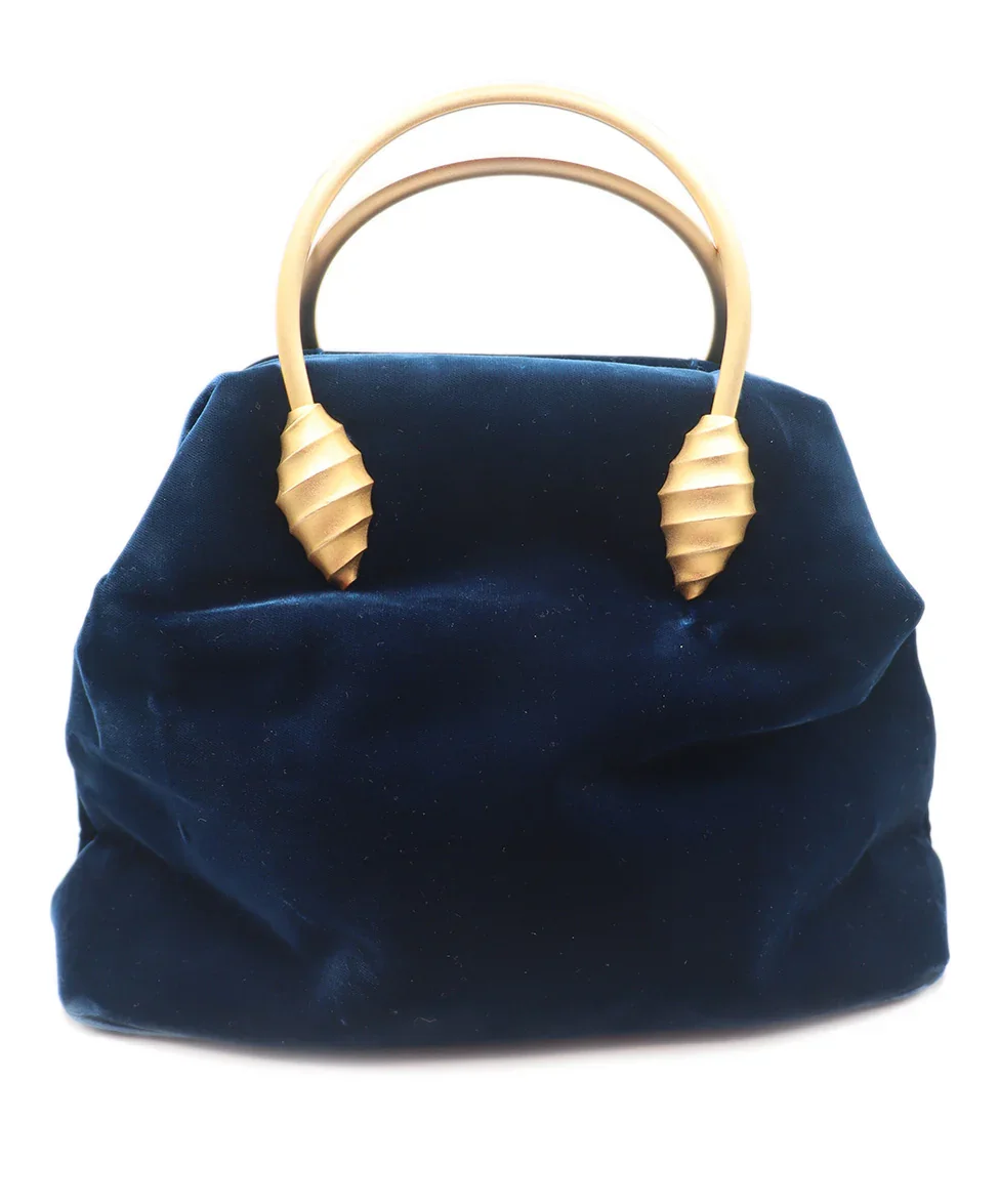 Givenchy Blue Velvet Gold Hardware Handbag - Image 3
