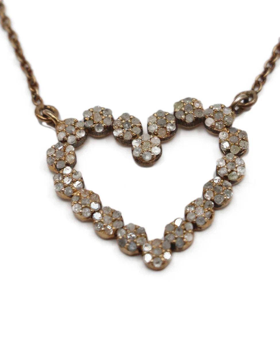Gold Plated Diamond Heart Pendant Necklace - Image 2